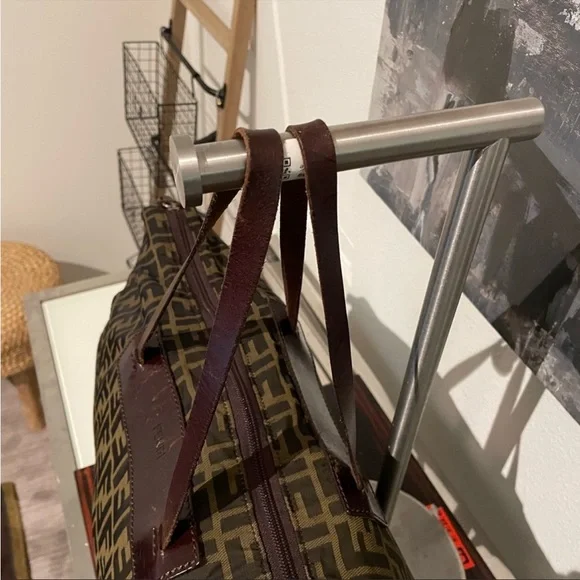 FENDI Large Zucca Canvas Duffle Weekender Tote Bag Black Brown - Picture 8 of 16